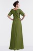 ColsBM Emilia Olive Green Modest Sweetheart Short Sleeve Zip up Floor Length Plus Size Bridesmaid Dresses