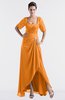 ColsBM Emilia Orange Modest Sweetheart Short Sleeve Zip up Floor Length Plus Size Bridesmaid Dresses