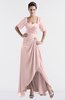 ColsBM Emilia Pastel Pink Modest Sweetheart Short Sleeve Zip up Floor Length Plus Size Bridesmaid Dresses