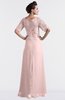 ColsBM Emilia Pastel Pink Modest Sweetheart Short Sleeve Zip up Floor Length Plus Size Bridesmaid Dresses
