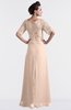 ColsBM Emilia Peach Puree Modest Sweetheart Short Sleeve Zip up Floor Length Plus Size Bridesmaid Dresses