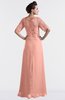 ColsBM Emilia Peach Modest Sweetheart Short Sleeve Zip up Floor Length Plus Size Bridesmaid Dresses