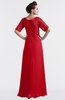 ColsBM Emilia Red Modest Sweetheart Short Sleeve Zip up Floor Length Plus Size Bridesmaid Dresses
