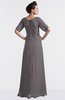 ColsBM Emilia Ridge Grey Modest Sweetheart Short Sleeve Zip up Floor Length Plus Size Bridesmaid Dresses