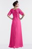 ColsBM Emilia Rose Pink Modest Sweetheart Short Sleeve Zip up Floor Length Plus Size Bridesmaid Dresses
