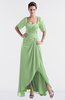 ColsBM Emilia Sage Green Modest Sweetheart Short Sleeve Zip up Floor Length Plus Size Bridesmaid Dresses