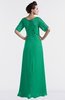 ColsBM Emilia Sea Green Modest Sweetheart Short Sleeve Zip up Floor Length Plus Size Bridesmaid Dresses