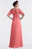 ColsBM Emilia Shell Pink Modest Sweetheart Short Sleeve Zip up Floor Length Plus Size Bridesmaid Dresses