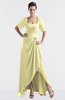 ColsBM Emilia Soft Yellow Modest Sweetheart Short Sleeve Zip up Floor Length Plus Size Bridesmaid Dresses