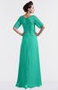 ColsBM Emilia Viridian Green Modest Sweetheart Short Sleeve Zip up Floor Length Plus Size Bridesmaid Dresses