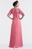 ColsBM Emilia Watermelon Modest Sweetheart Short Sleeve Zip up Floor Length Plus Size Bridesmaid Dresses