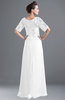 ColsBM Emilia White Modest Sweetheart Short Sleeve Zip up Floor Length Plus Size Bridesmaid Dresses