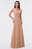 ColsBM Madelyn Almost Apricot Informal A-line Portrait Zipper Floor Length Ruching Plus Size Bridesmaid Dresses