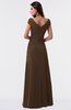 ColsBM Madelyn Chocolate Brown Informal A-line Portrait Zipper Floor Length Ruching Plus Size Bridesmaid Dresses