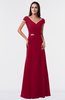 ColsBM Madelyn Dark Red Informal A-line Portrait Zipper Floor Length Ruching Plus Size Bridesmaid Dresses