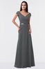 ColsBM Madelyn Grey Informal A-line Portrait Zipper Floor Length Ruching Plus Size Bridesmaid Dresses
