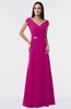 ColsBM Madelyn Hot Pink Informal A-line Portrait Zipper Floor Length Ruching Plus Size Bridesmaid Dresses