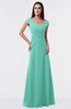 ColsBM Madelyn Mint Green Informal A-line Portrait Zipper Floor Length Ruching Plus Size Bridesmaid Dresses