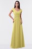 ColsBM Madelyn Misted Yellow Informal A-line Portrait Zipper Floor Length Ruching Plus Size Bridesmaid Dresses