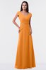 ColsBM Madelyn Orange Informal A-line Portrait Zipper Floor Length Ruching Plus Size Bridesmaid Dresses