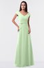 ColsBM Madelyn Pale Green Informal A-line Portrait Zipper Floor Length Ruching Plus Size Bridesmaid Dresses