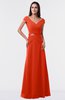ColsBM Madelyn Persimmon Informal A-line Portrait Zipper Floor Length Ruching Plus Size Bridesmaid Dresses