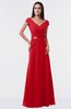 ColsBM Madelyn Red Informal A-line Portrait Zipper Floor Length Ruching Plus Size Bridesmaid Dresses
