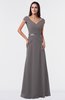 ColsBM Madelyn Ridge Grey Informal A-line Portrait Zipper Floor Length Ruching Plus Size Bridesmaid Dresses