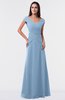 ColsBM Madelyn Sky Blue Informal A-line Portrait Zipper Floor Length Ruching Plus Size Bridesmaid Dresses