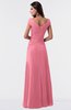 ColsBM Madelyn Watermelon Informal A-line Portrait Zipper Floor Length Ruching Plus Size Bridesmaid Dresses