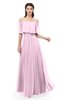ColsBM Hana Baby Pink Bridesmaid Dresses Romantic Short Sleeve Floor Length Pleated A-line Off The Shoulder
