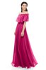 ColsBM Hana Beetroot Purple Bridesmaid Dresses Romantic Short Sleeve Floor Length Pleated A-line Off The Shoulder
