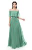 ColsBM Hana Beryl Green Bridesmaid Dresses Romantic Short Sleeve Floor Length Pleated A-line Off The Shoulder