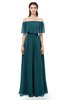ColsBM Hana Blue Green Bridesmaid Dresses Romantic Short Sleeve Floor Length Pleated A-line Off The Shoulder
