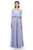 ColsBM Hana Blue Heron Bridesmaid Dresses Romantic Short Sleeve Floor Length Pleated A-line Off The Shoulder