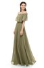 ColsBM Hana Boa Bridesmaid Dresses Romantic Short Sleeve Floor Length Pleated A-line Off The Shoulder