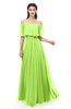 ColsBM Hana Bright Green Bridesmaid Dresses Romantic Short Sleeve Floor Length Pleated A-line Off The Shoulder