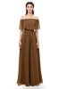 ColsBM Hana Brown Bridesmaid Dresses Romantic Short Sleeve Floor Length Pleated A-line Off The Shoulder