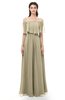 ColsBM Hana Candied Ginger Bridesmaid Dresses Romantic Short Sleeve Floor Length Pleated A-line Off The Shoulder