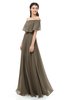ColsBM Hana Carafe Brown Bridesmaid Dresses Romantic Short Sleeve Floor Length Pleated A-line Off The Shoulder