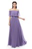 ColsBM Hana Chalk Violet Bridesmaid Dresses Romantic Short Sleeve Floor Length Pleated A-line Off The Shoulder