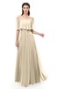 ColsBM Hana Champagne Bridesmaid Dresses Romantic Short Sleeve Floor Length Pleated A-line Off The Shoulder