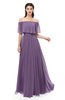 ColsBM Hana Chinese Violet Bridesmaid Dresses Romantic Short Sleeve Floor Length Pleated A-line Off The Shoulder
