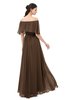 ColsBM Hana Chocolate Brown Bridesmaid Dresses Romantic Short Sleeve Floor Length Pleated A-line Off The Shoulder