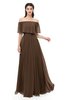 ColsBM Hana Chocolate Brown Bridesmaid Dresses Romantic Short Sleeve Floor Length Pleated A-line Off The Shoulder