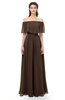 ColsBM Hana Copper Bridesmaid Dresses Romantic Short Sleeve Floor Length Pleated A-line Off The Shoulder