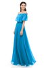 ColsBM Hana Cornflower Blue Bridesmaid Dresses Romantic Short Sleeve Floor Length Pleated A-line Off The Shoulder