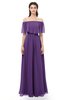 ColsBM Hana Dark Purple Bridesmaid Dresses Romantic Short Sleeve Floor Length Pleated A-line Off The Shoulder