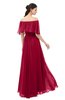 ColsBM Hana Dark Red Bridesmaid Dresses Romantic Short Sleeve Floor Length Pleated A-line Off The Shoulder