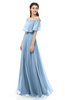 ColsBM Hana Dusty Blue Bridesmaid Dresses Romantic Short Sleeve Floor Length Pleated A-line Off The Shoulder